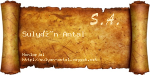 Sulyán Antal névjegykártya